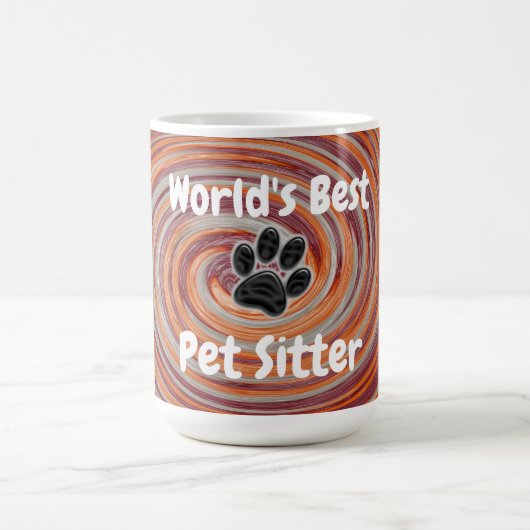 Werelden Beste Pet Sitter Groovy Paw Print Zorgver Koffiemok (Center)