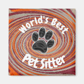 Werelden Beste Pet Sitter Groovy Paw Print Zorgver Magneet (Voorkant)