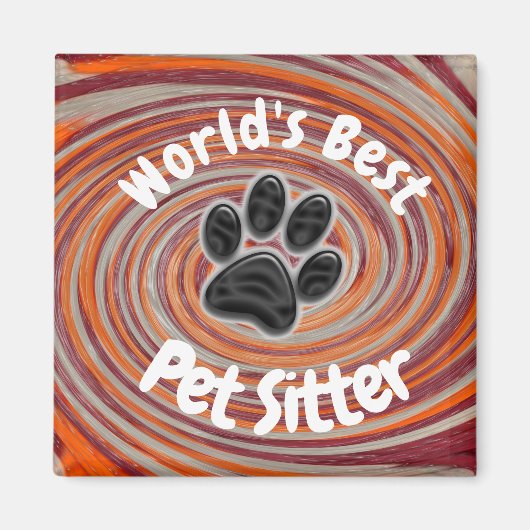 Werelden Beste Pet Sitter Groovy Paw Print Zorgver Magneet (Voorkant)