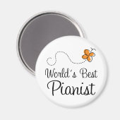 Werelden Beste Pianist Oranje Vlinder Magnet Gift (Voorkant / Achterkant)