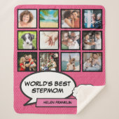 Werelden Beste Stepmom Roze Fotocollage Leuk Moder Sherpa Deken (Voorkant)