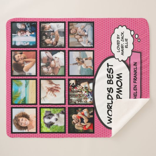 Werelden Beste Stepmom Roze Fotocollage Leuk Moder Sherpa Deken (Voorkant (horizontaal))