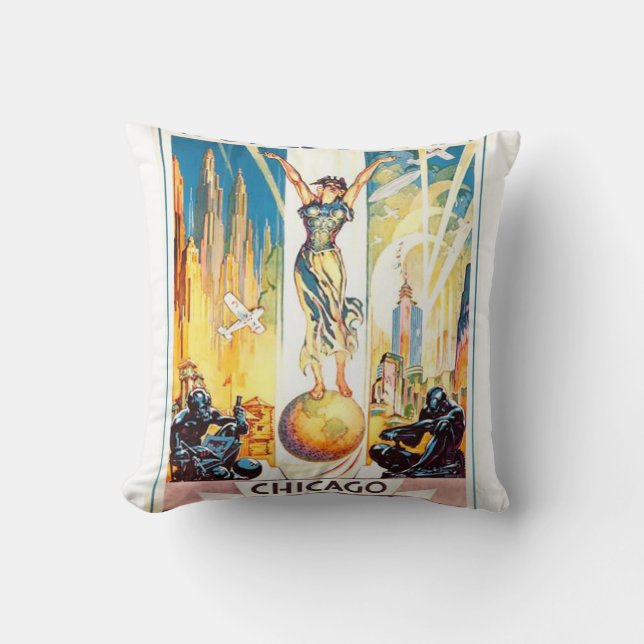  werelden Fair Chicago Poster 1933 Kussen (Voorkant)