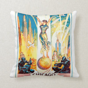  werelden Fair Chicago Poster 1933 Kussen