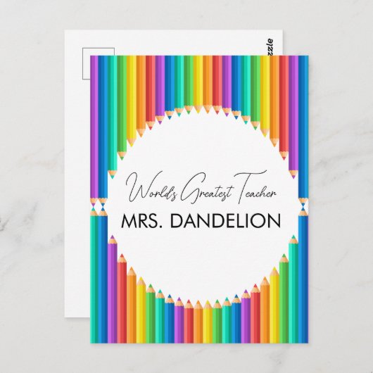 Werelden Grootste Leraar Rainbow Crayons School Briefkaart (Voorkant / Achterkant)
