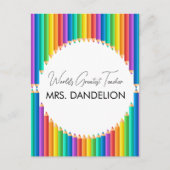 Werelden Grootste Leraar Rainbow Crayons School Briefkaart (Voorkant)