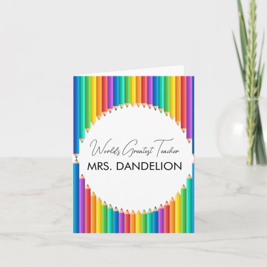 Werelden Grootste Leraar Rainbow Crayons School Kaart (Voorkant)