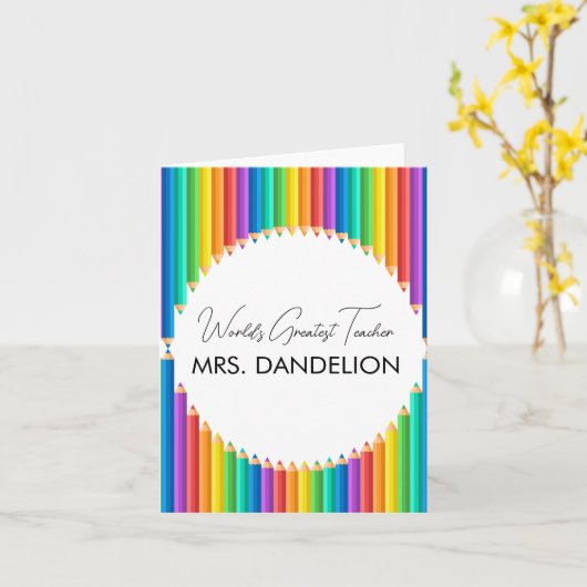Werelden Grootste Leraar Rainbow Crayons School Kaart (Gele Bloem)