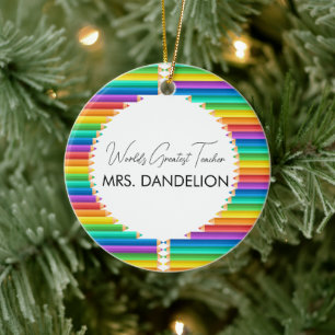 Werelden Grootste Leraar Rainbow Crayons School Keramisch Ornament