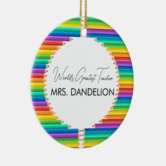 Werelden Grootste Leraar Rainbow Crayons School Keramisch Ornament (Rechts)