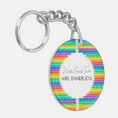 Werelden Grootste Leraar Rainbow Crayons School Sleutelhanger (Voorkant Links)