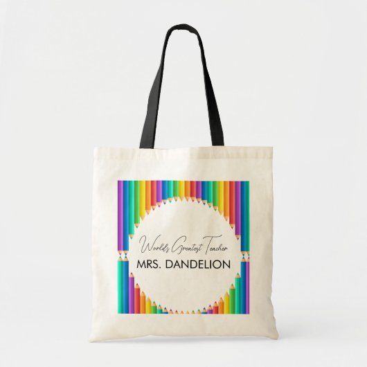 Werelden Grootste Leraar Rainbow Crayons School Tote Bag (Voorkant)