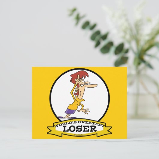 WERELDEN GROOTSTE LOSER LADY VROUWEN CARTOON BRIEFKAART (Staand voorkant)