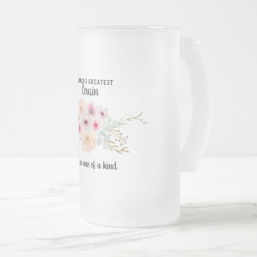 Werelden Grootste Neef - Girly Flowers Fun Modern Matglas Bierpul (Voorkant rechts)