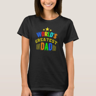Werelden Grootste Papa Schattige Rainbow Fathers D T-shirt