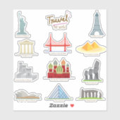 Werelderfgoedmerken en monumenten Onderwijs Sticker (Vel)