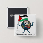 Werelderkenning van de Palestijnse staat Vierkante Button 5,1 Cm (Voorkant /achterkant)