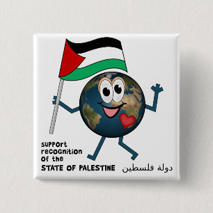 Werelderkenning van de Palestijnse staat Vierkante Button 5,1 Cm
