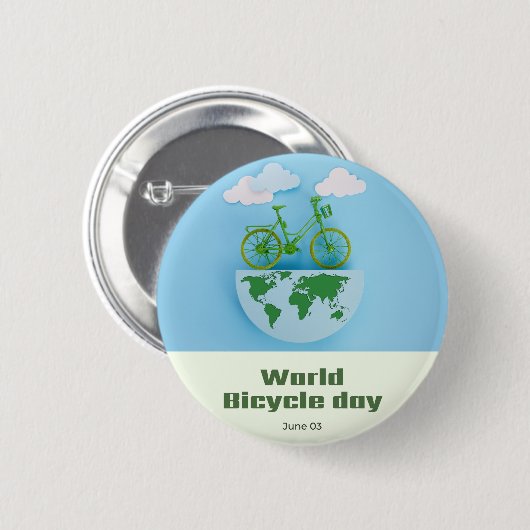 Wereldfietsdag Ronde Button 5,7 Cm (Voorkant /achterkant)