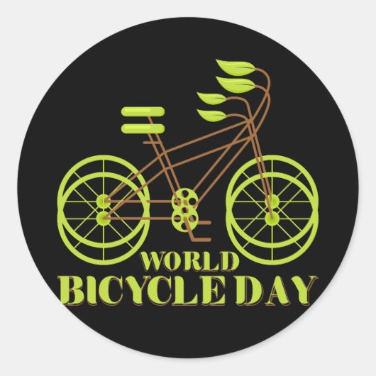 Wereldfietsdag Ronde Sticker (Voorkant)