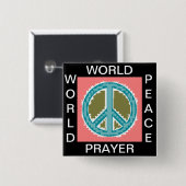 WERELDGEBED WERELDVREDE VIERKANTE BUTTON 5,1 CM (Voorkant /achterkant)