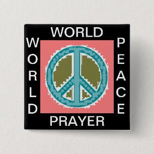 WERELDGEBED WERELDVREDE VIERKANTE BUTTON 5,1 CM