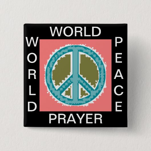WERELDGEBED WERELDVREDE VIERKANTE BUTTON 5,1 CM (Voorkant)