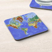 Wereldgeografische internationale kaart bier onderzetter (Linkerzijde)
