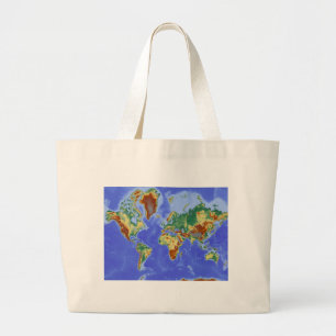 Wereldgeografische internationale kaart grote tote bag