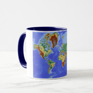 Wereldgeografische internationale kaart mok