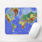 Wereldgeografische internationale kaart muismat (Met muis)