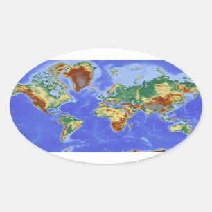 Wereldgeografische internationale kaart ovale sticker
