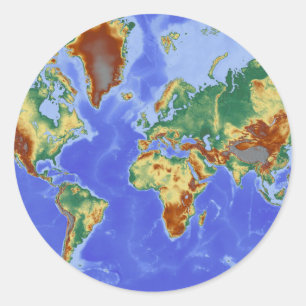 Wereldgeografische internationale kaart ronde sticker