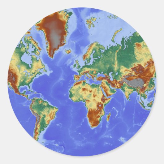 Wereldgeografische internationale kaart ronde sticker (Voorkant)
