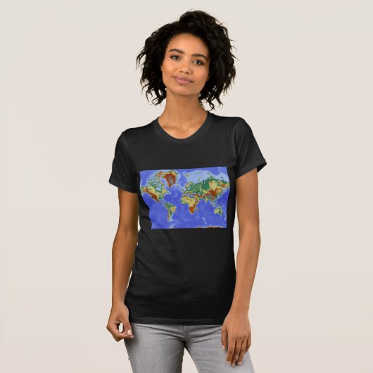 Wereldgeografische internationale kaart t-shirt (Voorkant volledig)