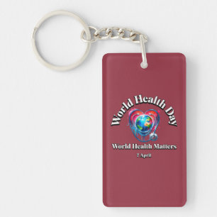 Wereldgezondheidskwesties. Wereldgezondheidsdag. Sleutelhanger