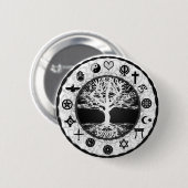 Wereldgodsdienstige boom van het leven ronde button 5,7 cm (Voorkant /achterkant)