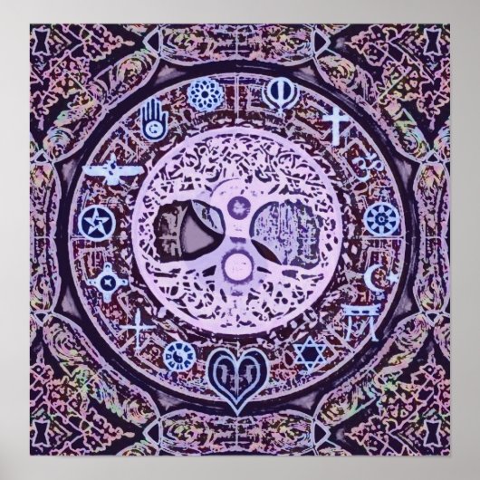 Wereldgodsdienstige boom voor vrede in het leven poster (Voorkant)