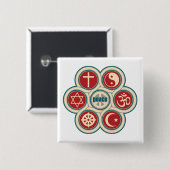 Wereldgodsdienstige vrede vierkante button 5,1 cm (Voorkant /achterkant)
