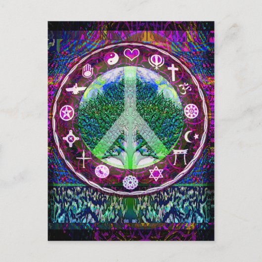 Wereldgodsdienstige vredesboom van het leven Manda Briefkaart (Voorkant)