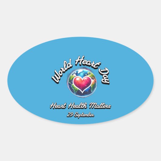 Wereldhartdag. Hartgezondheid is belangrijk. Ovale Sticker (Voorkant)