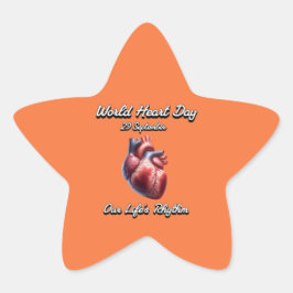 Wereldhartdag. Ons Leven is Ritme. Ster Sticker