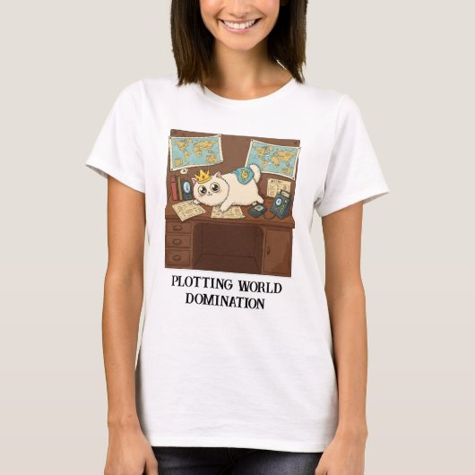 Wereldheerschappij Grappige kat T-shirt (Voorkant)