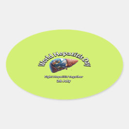 Wereldhepatitis Dag. Samen hepatitis bestrijden. Ovale Sticker