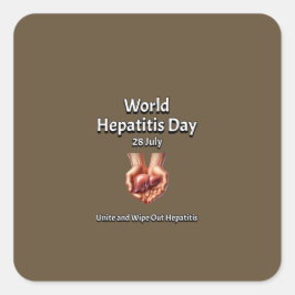 Wereldhepatitis Dag. Verenig en veeg Hepatitis uit Vierkante Sticker