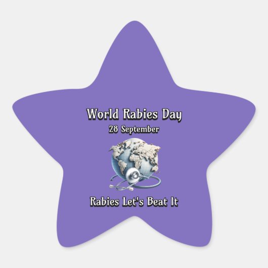 Wereldhondsdag. Hondsdolheid laat het verslaan Ster Sticker (Voorkant)