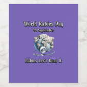 Wereldhondsdag. Hondsdolheid laat het verslaan Wijn Etiket (Enkel label)