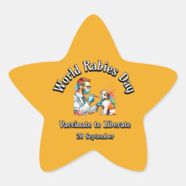 Wereldhondsdag. Vaccineer om te bevrijden. Ster Sticker