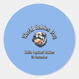 Wereldhondsdag. Verenig je tegen hondsdolheid. Ronde Sticker