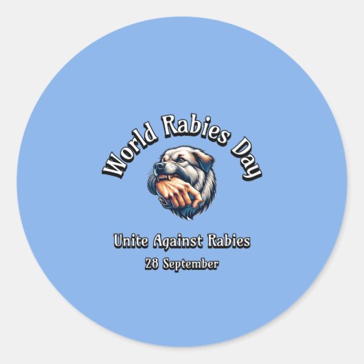 Wereldhondsdag. Verenig je tegen hondsdolheid. Ronde Sticker (Voorkant)